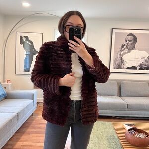 Vintage Burgundy Fur Jacket